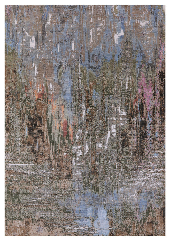 Modern Hand Knotted Wool and Silk Rug 10' 0" X 14' 3" Q8860