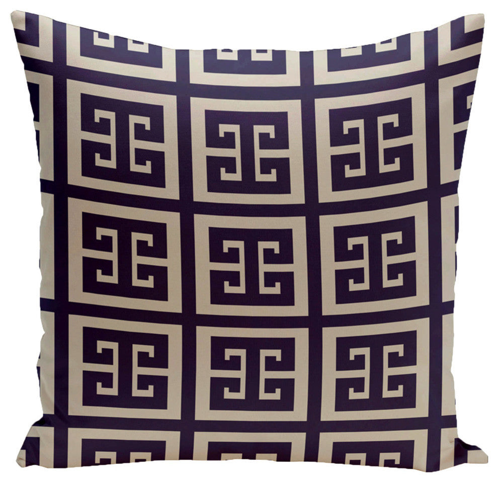Geometric Decorative Pillow, Latte Spring Navy, 18"x18"