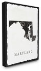 Black and Grey Marbled Paper Maryland State Silhouette Stretched Canvas, 16"x20"