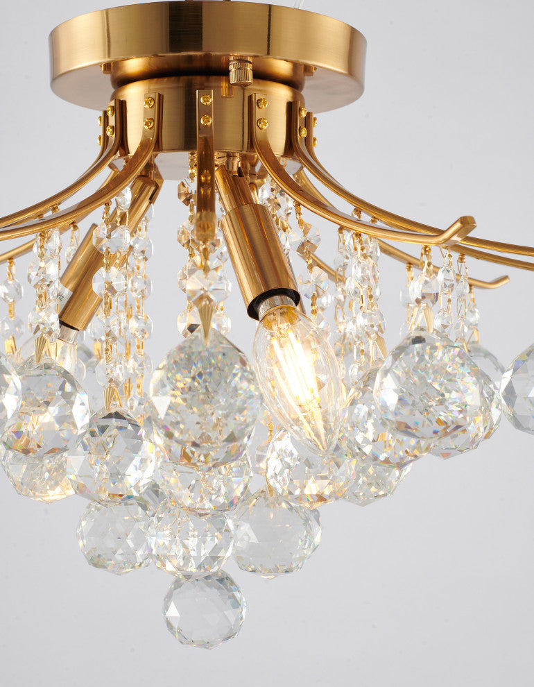 Bethel International BET01FM12BR 3-Light Semi Flush Mount, Stain Brass