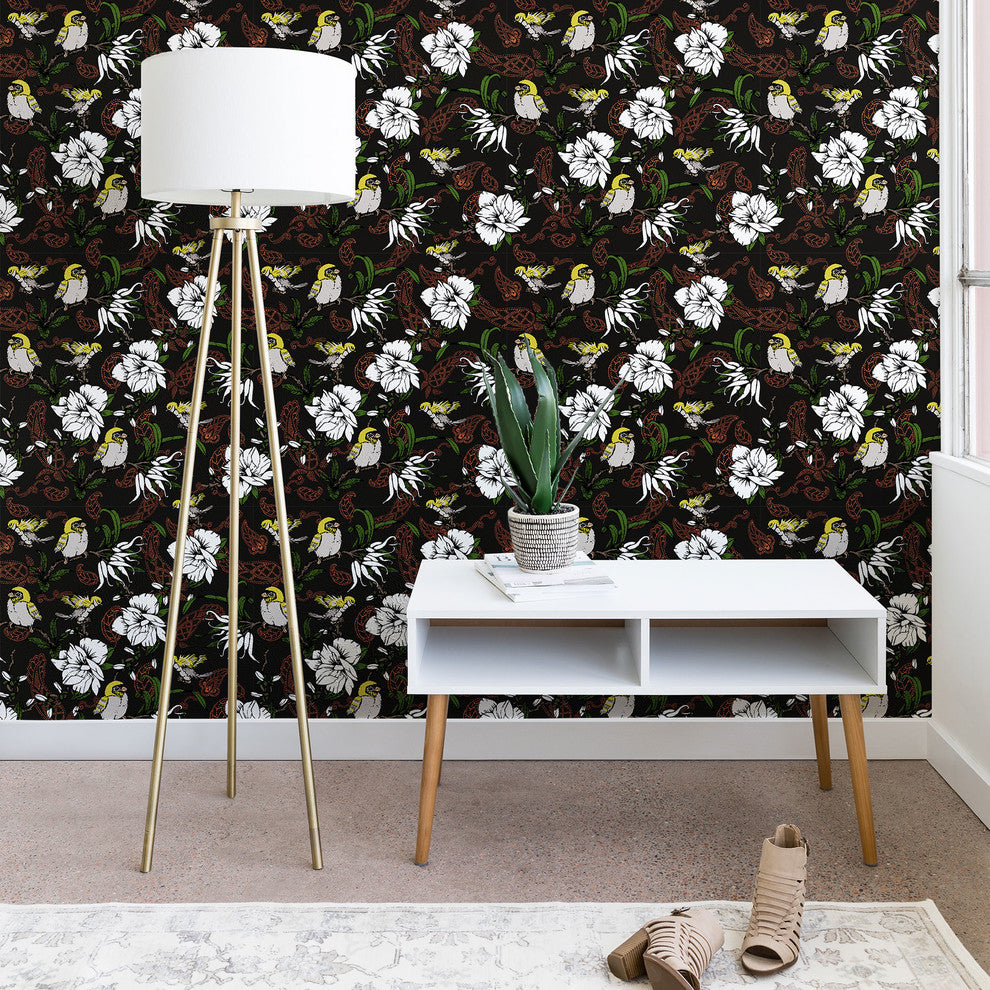Deny Designs Marta Barragan Camarasa Paisley Garden Wallpaper, Black, 2'x4'