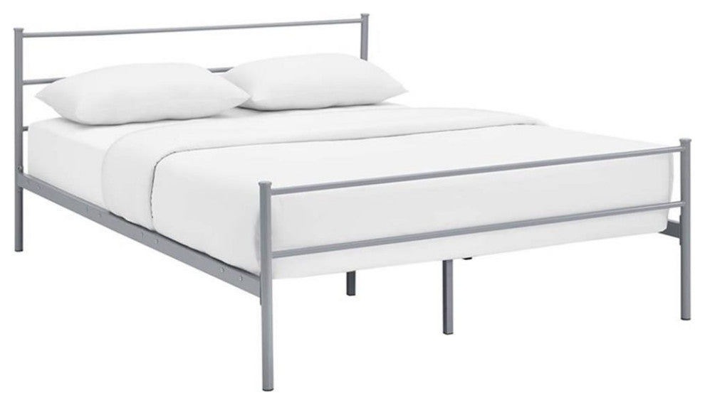 Modway Alina Powder Coated Sturdy Steel Queen Platform Bed Frame in Gray