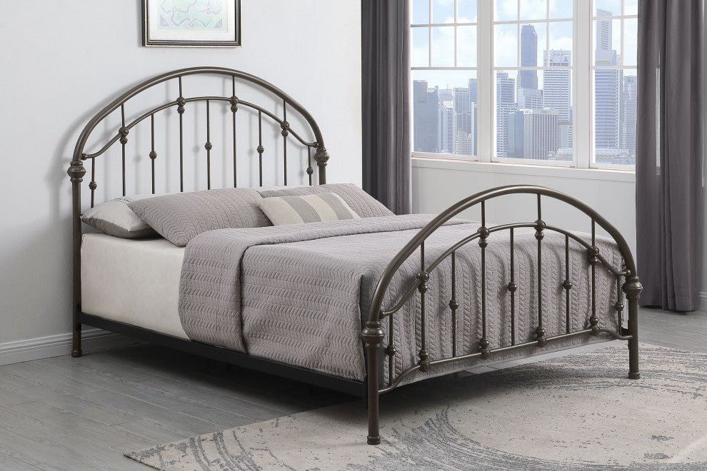 Coaster Rowan Transitional Metal Queen Open Frame Bed in Dark Bronze