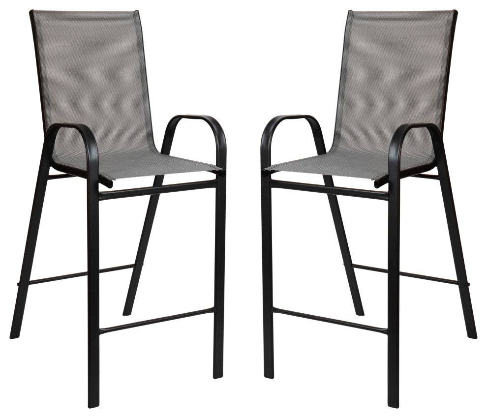 Brazos Series Stackable Outdoor Barstools Set of 2, Gray