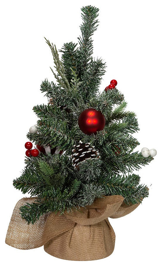 18" Pinecones, Balls, and Berries Tree, Burlap