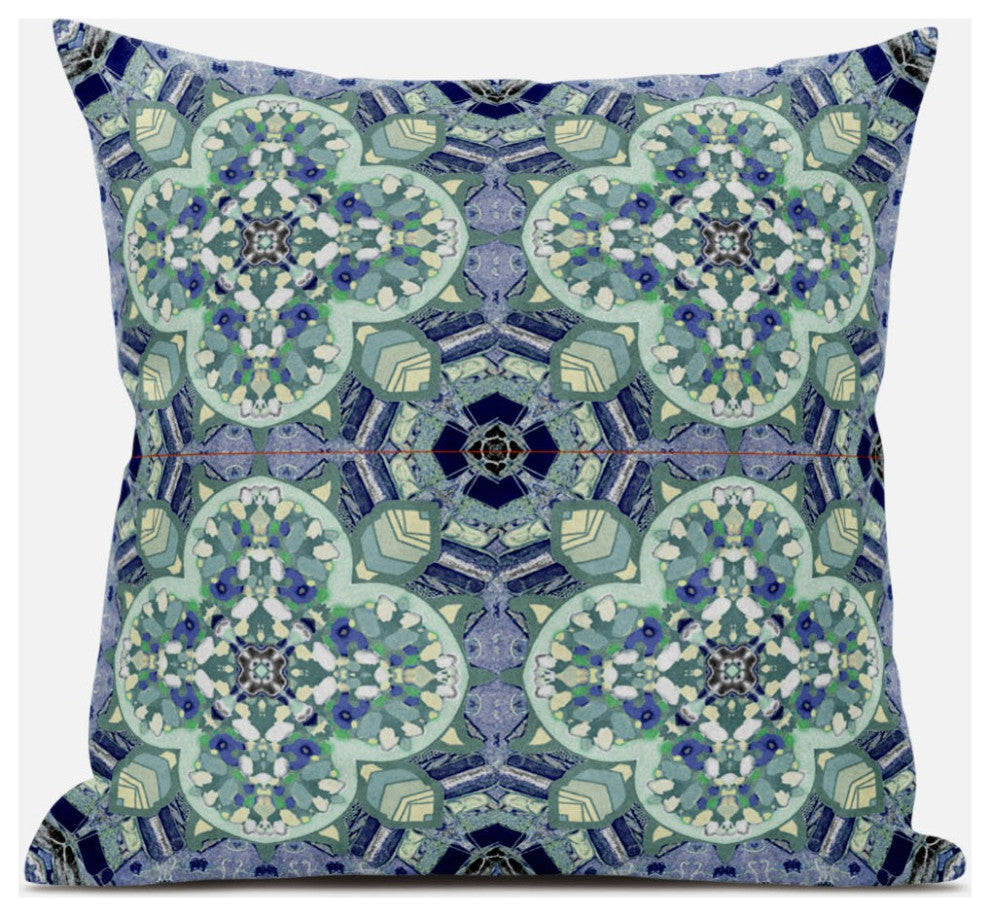 16" Aqua Blue Cloverleaf Boho Suede Throw Pillow