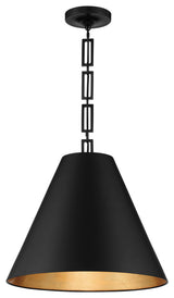 Alston Three Light Chandelier in Matte Black / Antique Gold