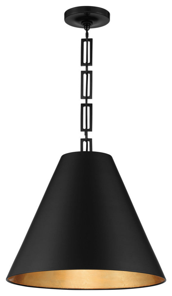 Alston Three Light Chandelier in Matte Black / Antique Gold