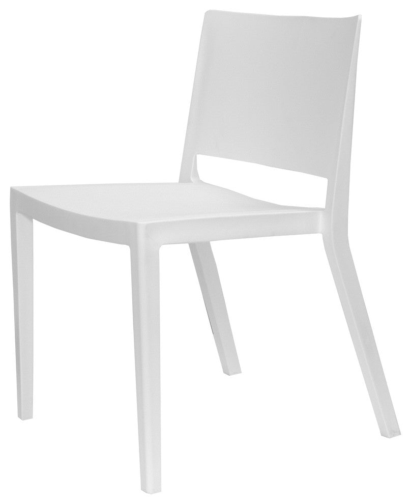 Mod Made Elio Modern Plastic Dining Side Chair, Set of 2, White