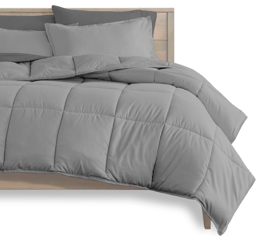 Bare Home 8-Piece Bed-in-a-Bag Split Sizes, Light Gray, Gray, Split Queen
