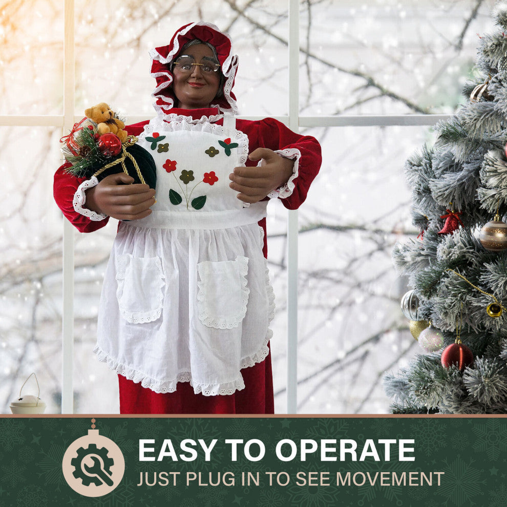 3' Music and Motion African American Mrs. Claus With Apron