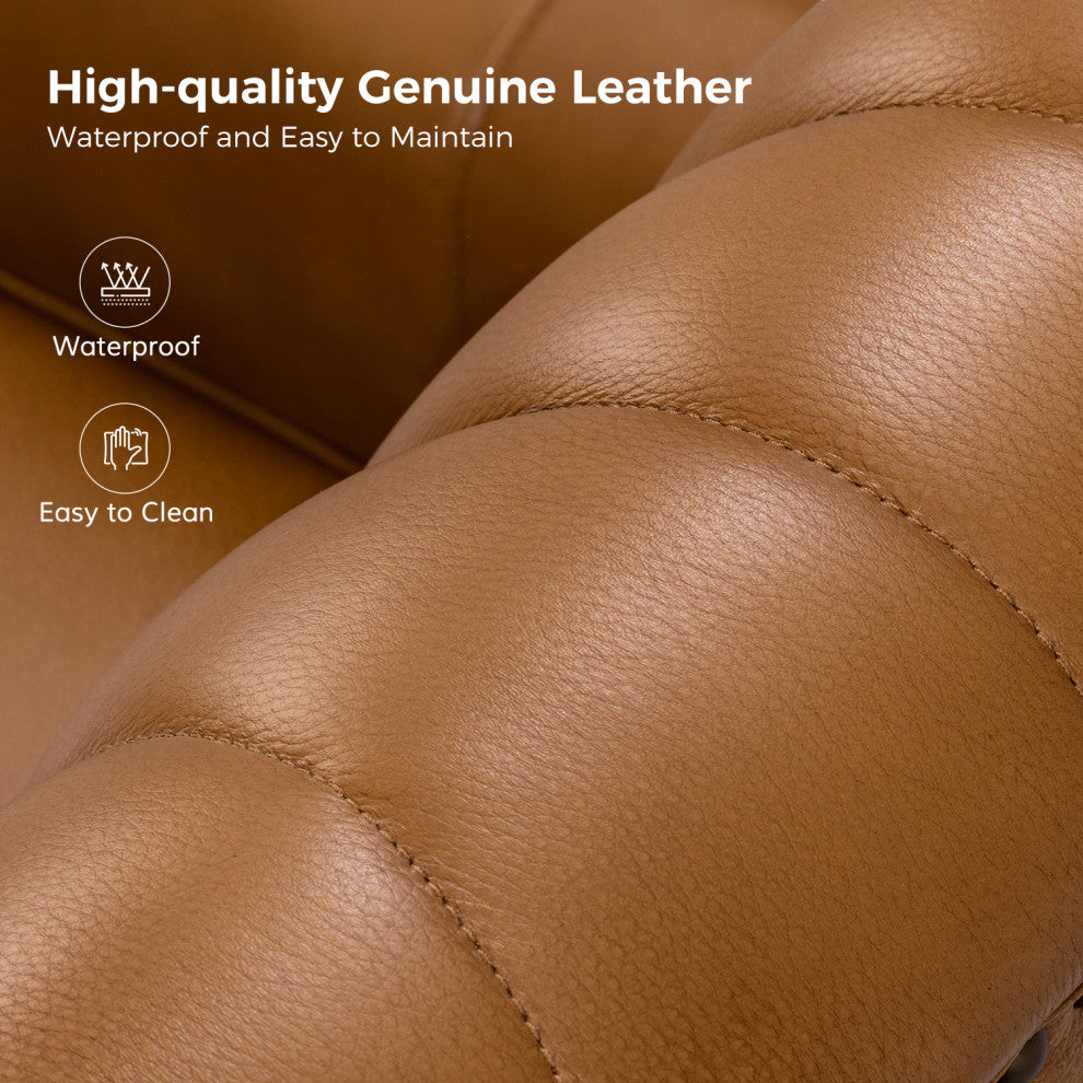 Genuine Leather Armchair, Set of 2, Camel