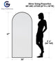 30" W X 67" H Arch Leaner Dressing Stainless Steel Framed Mirror, Black