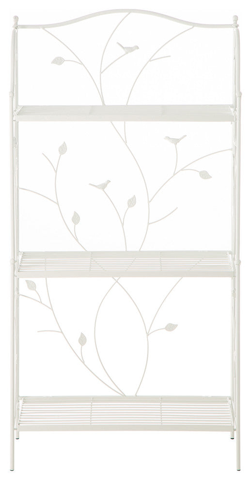 44.75" Rectangular 3-Tiered White Metal Shelf Planter Stand