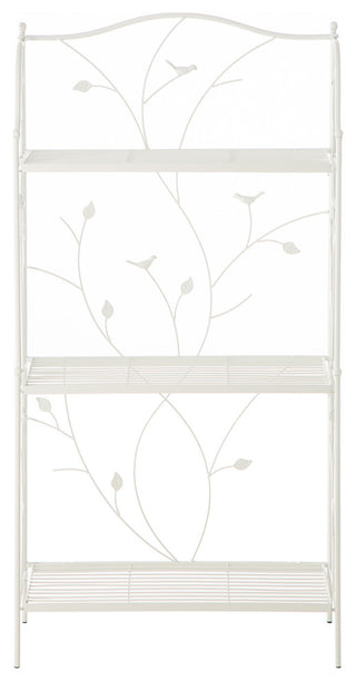 44.75" Rectangular 3-Tiered White Metal Shelf Planter Stand