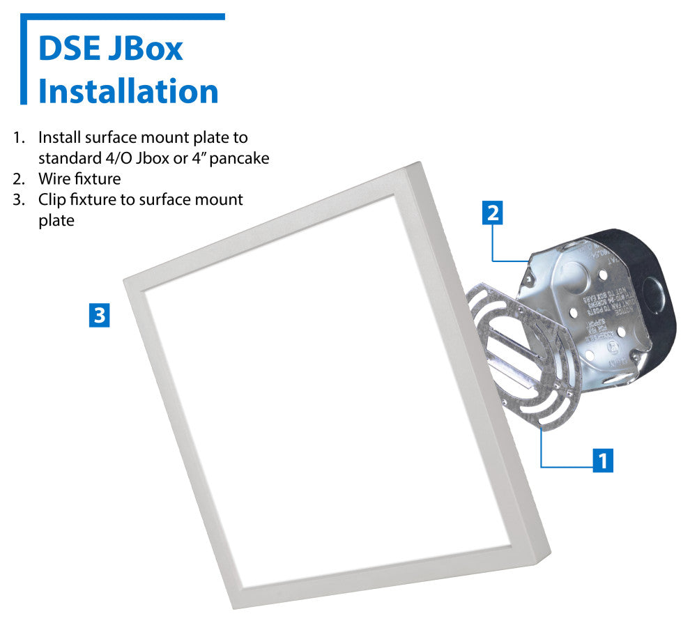 DSE9 9" Edge-Lit LED Surface Mount Downlight, Square, 3000k