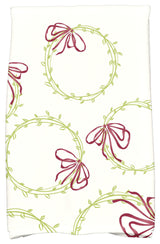 Simple Wreath Holiday Geometric Print Kitchen Towel, Light Green