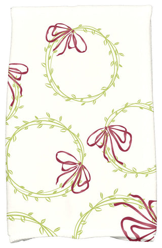 Simple Wreath Holiday Geometric Print Kitchen Towel, Light Green