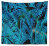 Blue Winter Fractal Pattern Abstract Wall Tapestry, 92"x78"