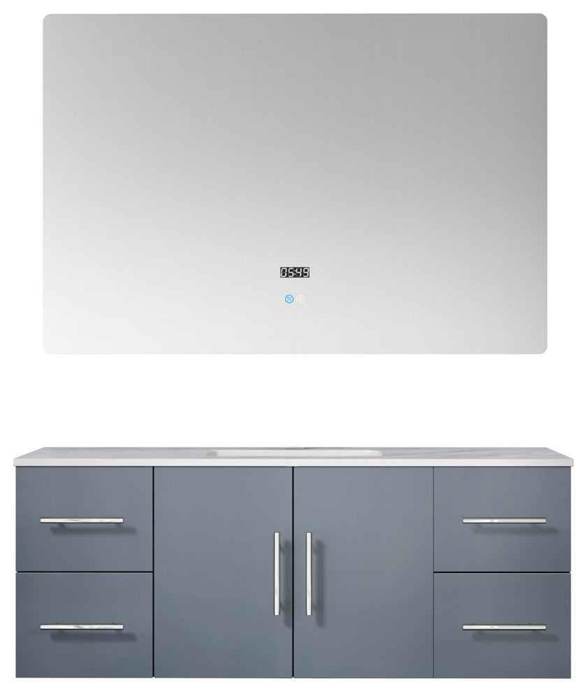 Geneva Transitional Dark Grey 48" Single Vanity with 48" Led Mirror