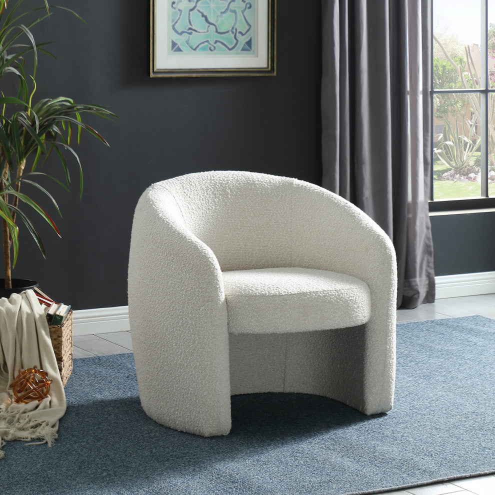 Acadia Boucle Fabric Upholstered Accent Chair, Cream
