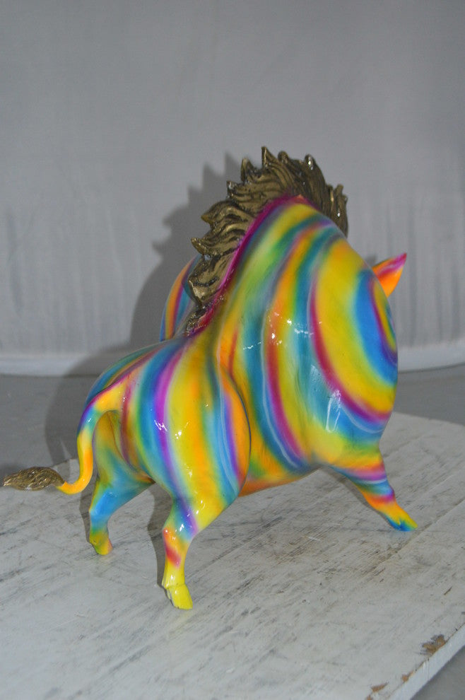 Fat Modern Boar Bronze Statue -  Size: 22"L x 9"W x 15"H.