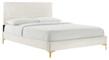 Yasmine Channel Tufted Performance Velvet Twin Platform Bed, White