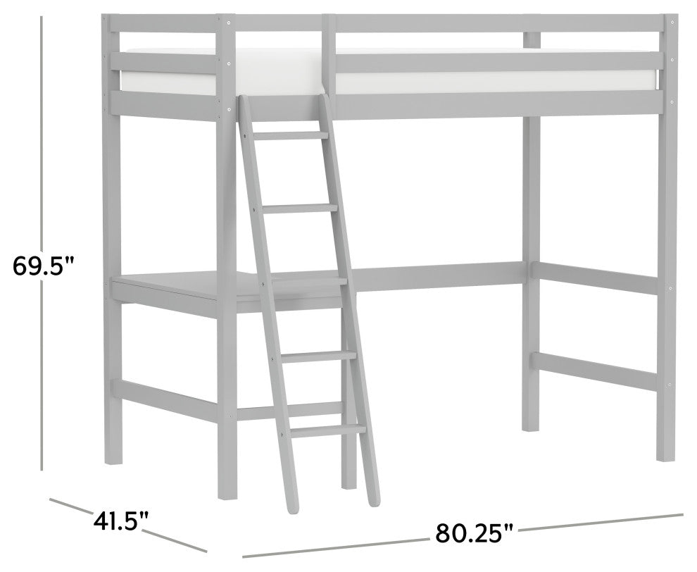 Hillsdale Kids and Teen Twin Loft Bed, Gray
