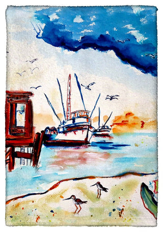 Dock & Shrimp Kitchen Towel - Two Sets of Two (4 Total)