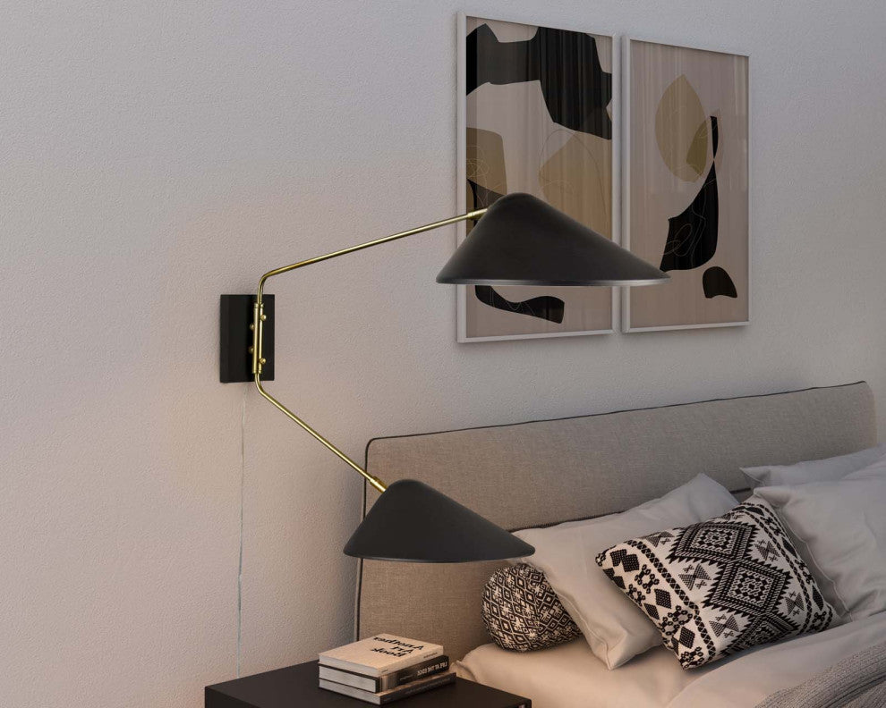 Sconce Wall Lamp Light Fixture, Black, Metal, Modern Cafe Bistro Hospitality