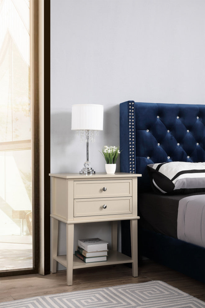 Newton 2-Drawer Nightstand, 28"H x 22"W x 16"D, Beige