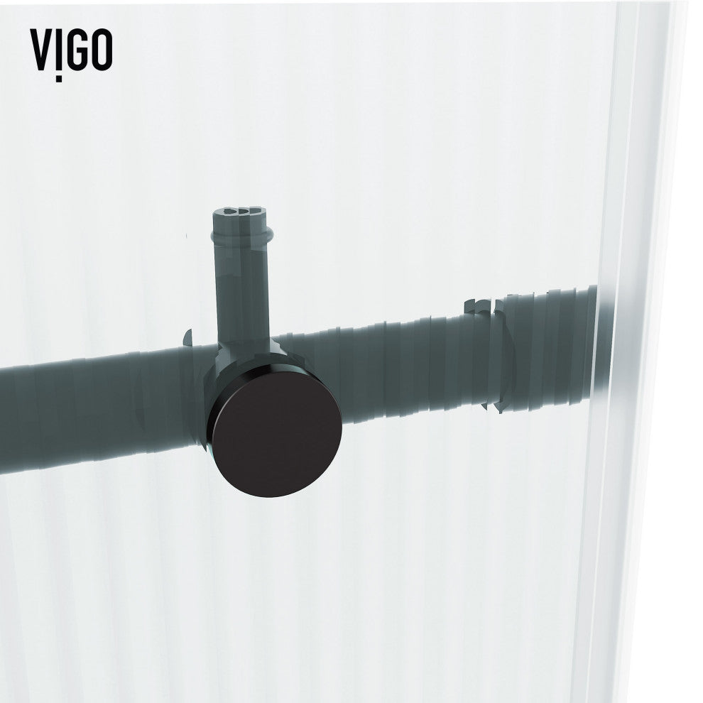 VIGO Elan E-Class 56" to 60" W x 76" H Frameless Sliding Shower Door, Matte Black, Fluted Glass, Left