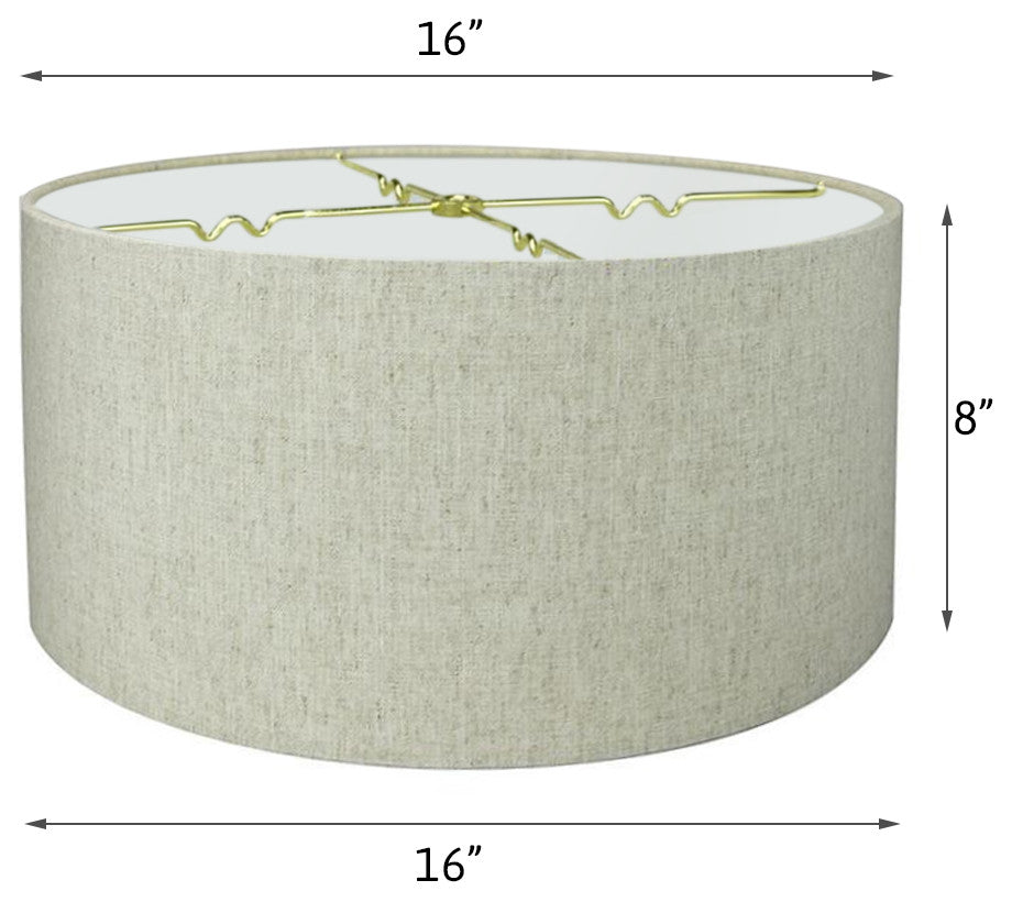Granite Burlap Hardback Drum Lampshade 16"x16"x9", Textured Oatmeal