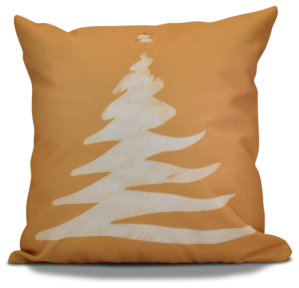 Decorative Outdoor Holiday Pillow Geometric Print, Gold, 18"x18"