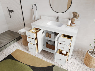 Chicago 48" Single Sink Bathroom Vanity, White 2" Calacatta Nuvo