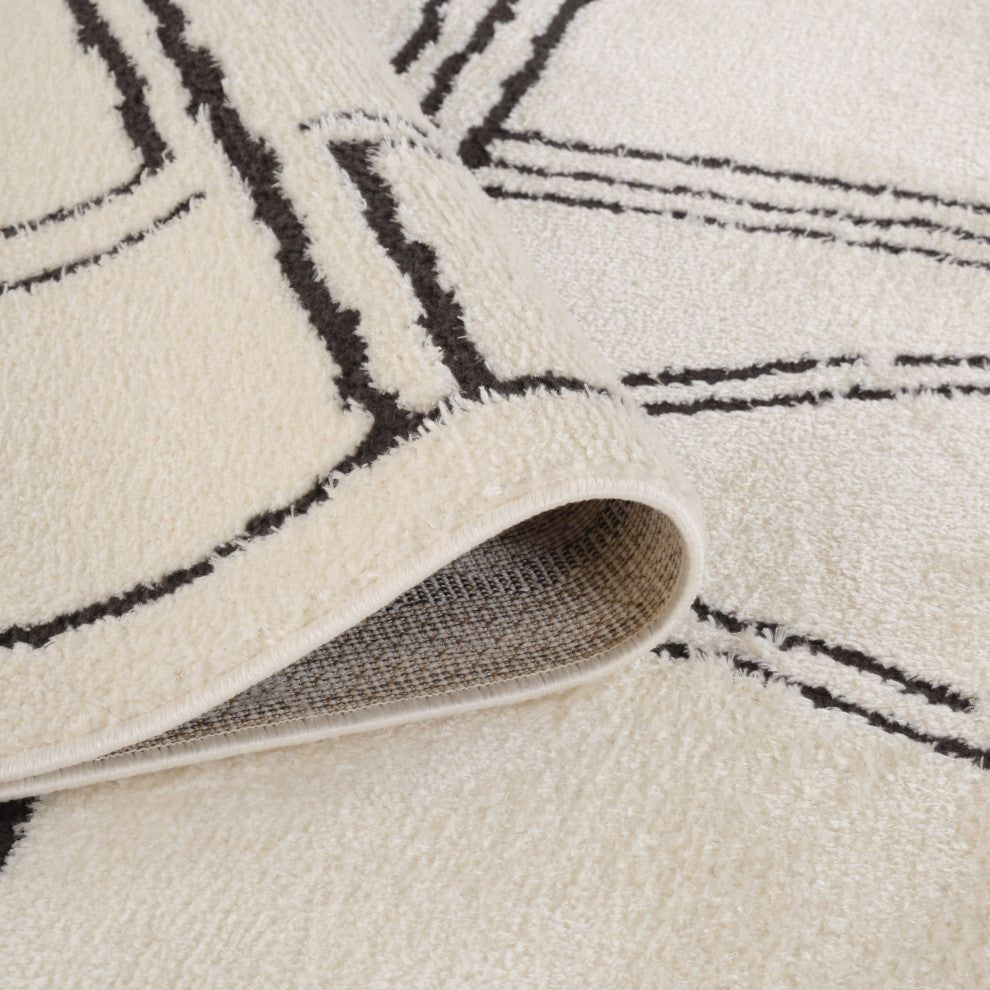 Monotone Moroccan White -1 Power-Loom Area Rug 5' x 7'6"