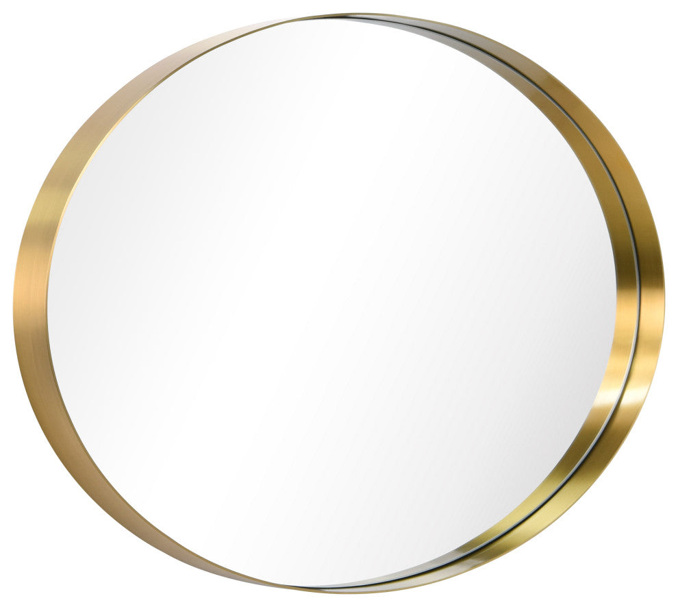 Ultra Stainless Steel Oval Wall Mirror, 24"x36", Brushed Gold