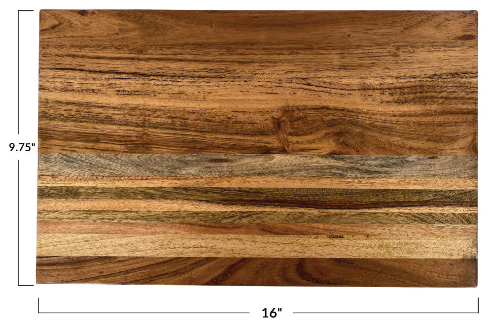 Large Acacia and Mango Wood Rectangle Cheese and Cutting Board, Natural