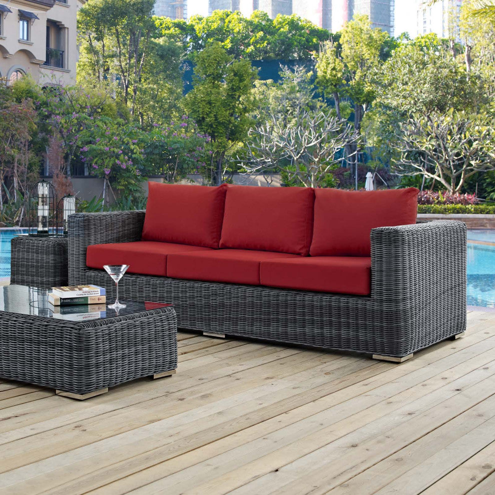 Summon Outdoor Patio Sunbrella Sofa Canvas Red