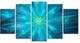 Amazing Dance of Blue Petals, Blue, Floral Canvas Art Print, 60"x32", 5 Panels