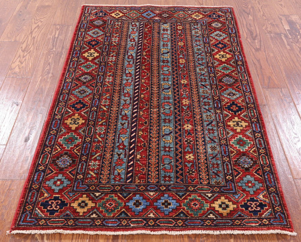 Persian Gabbeh Shall Hand-Knotted Rug 3' 2" X 5' 0" Q5051