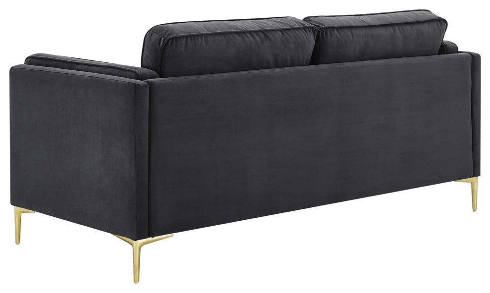 Sofa, Velvet, Dark Gray, Modern, Living Lounge Room Hotel Lobby Hospitality