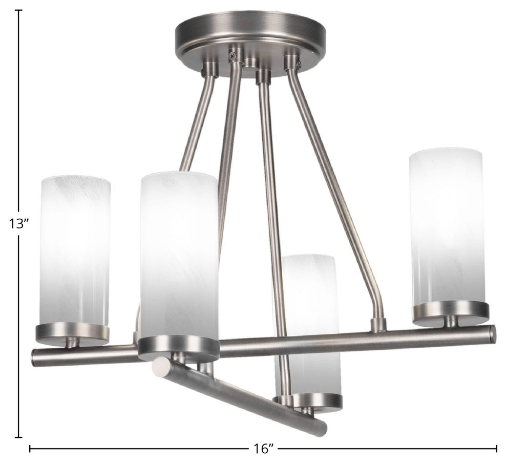 Trinity 4 Light Semi-Flush Shown, Graphite Finish With 2.5" White Marble