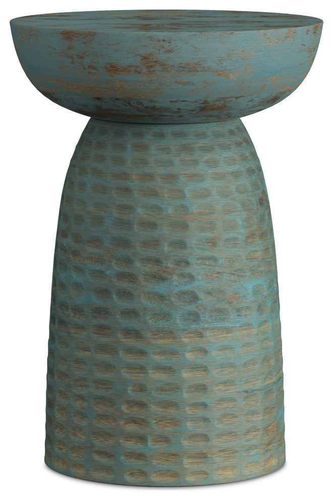 Boyd SOLID MANGO WOOD Wooden Accent Table, Teal Wash