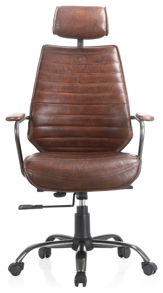 Executive Office Chair Cappuccino Brown Leather