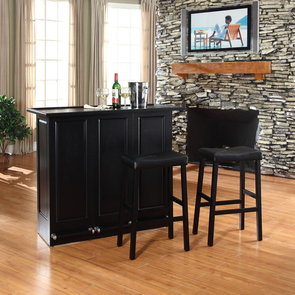 Mobile Folding Bar With 29" Upholstered Saddle Seat
