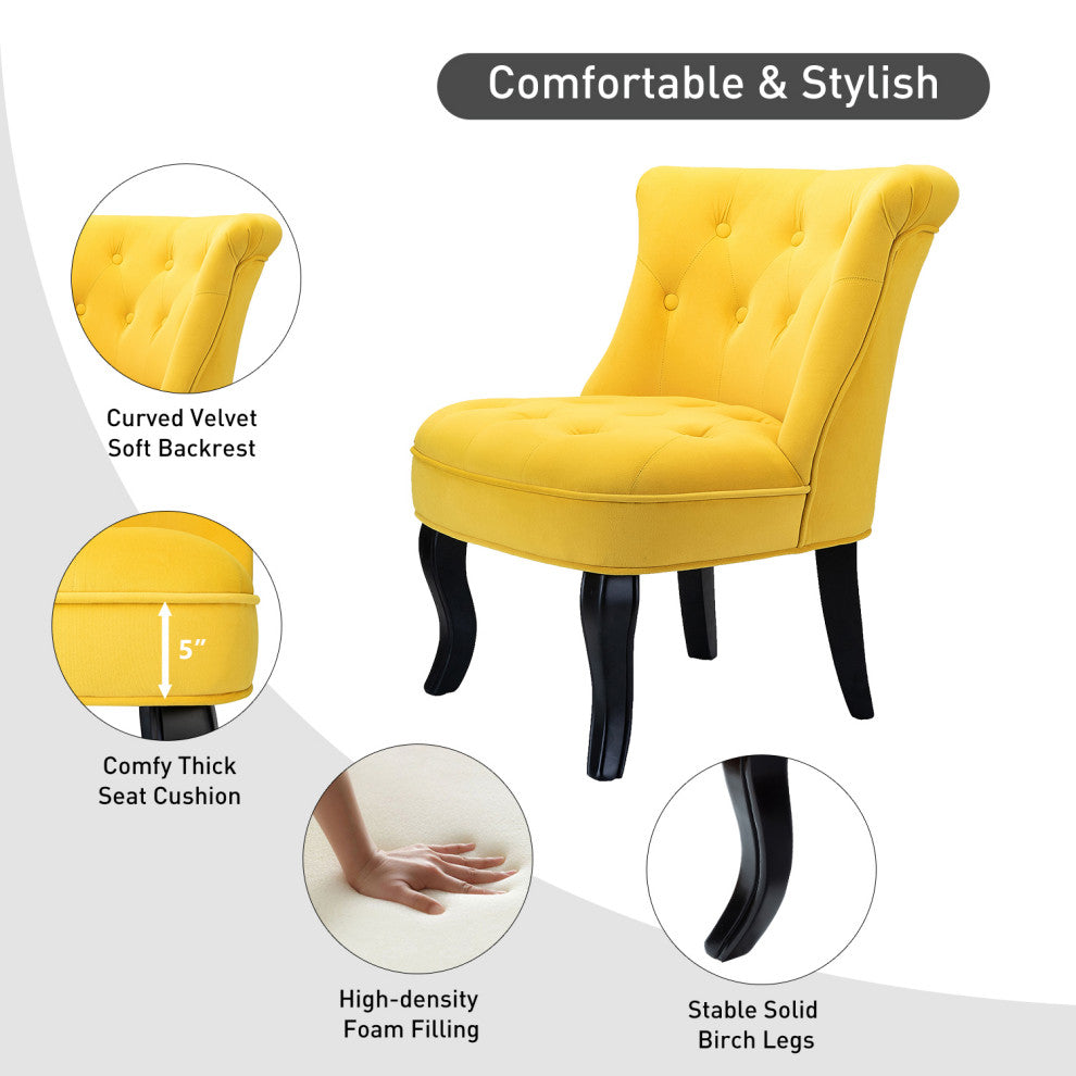 Jane Uphlostered Ottoman Accent Chair, Yellow