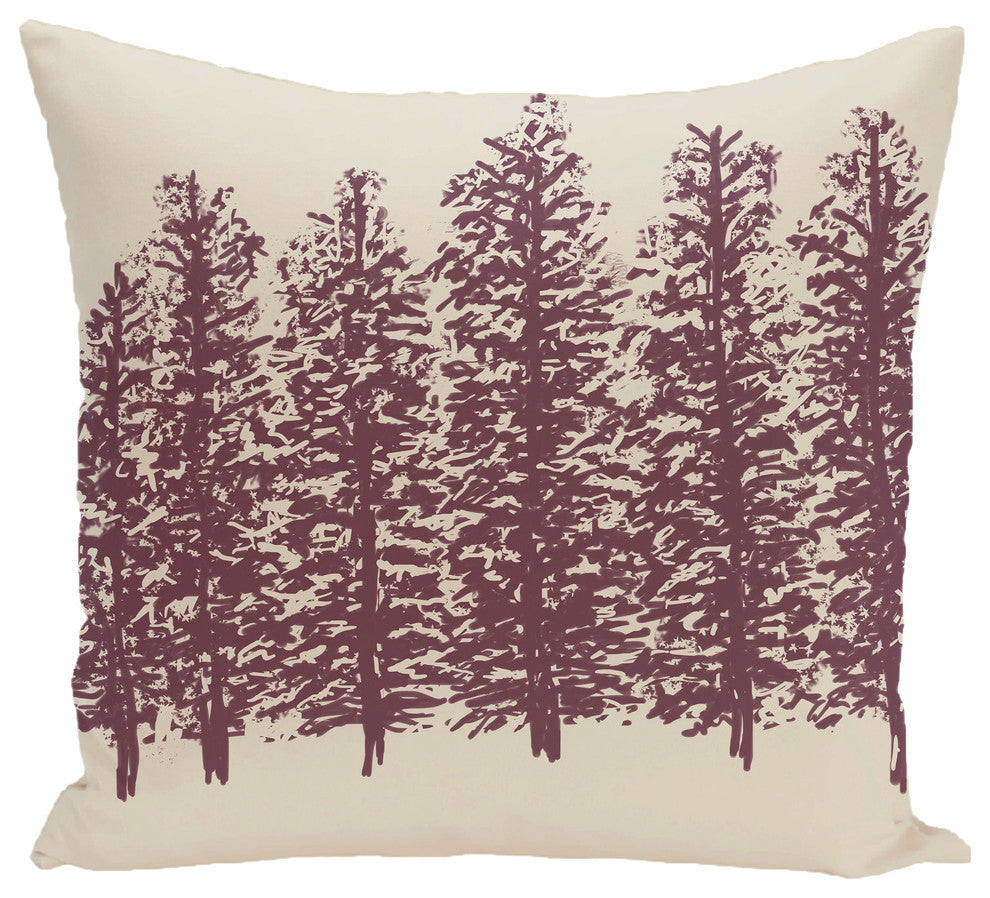 Through The Woods Flower Print Pillow, Purple, 16"x16"