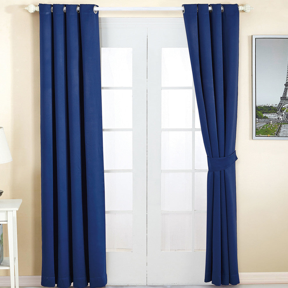 Serenta Black Out Curtains 4 Piece Sets, Dark Blue, 54" X 63"