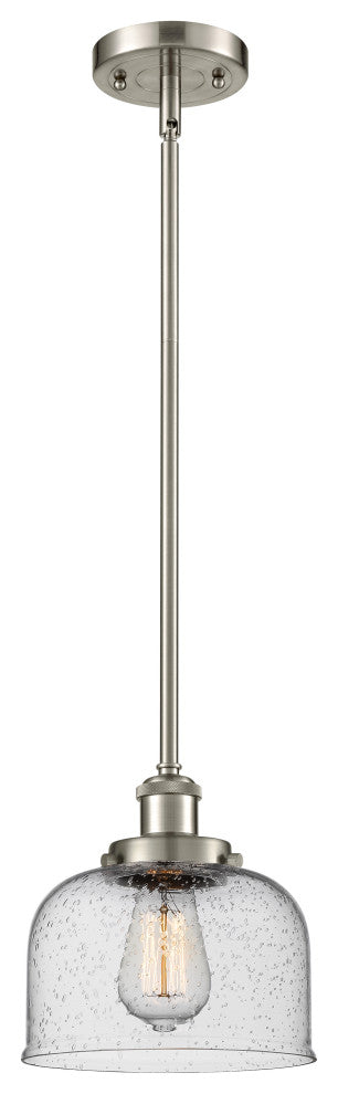 Large Bell 1-Light Pendant, Brushed Satin Nickel, Seedy